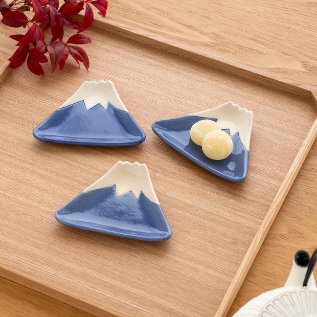 富士 手づくり 小皿 あおいろ 3枚セット カタチクラフト 和食器 美濃焼 日本製 ハンドメイド 器 うつわ 手仕事