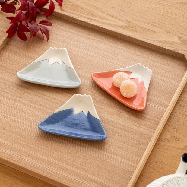 富士 手づくり 小皿 あお みず あか 3枚セット カタチクラフト 和食器 美濃焼 日本製 ハンドメイド 器 うつわ 手仕事
