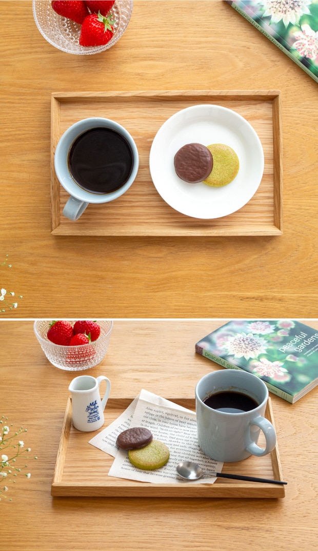カフェトレー S なら 楢 トレー トレイ お盆 長方形 木製 日本製 天然木 薗部産業 SONOBE