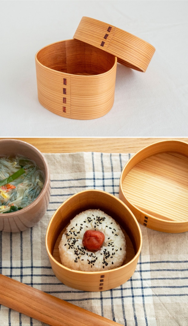 めんぱ さんかく 曲げわっぱ弁当箱 三角 1段 500ml かぶせ蓋 ウレタン塗装 ナチュラル 弁当箱 木製 薗部産業 SONOBE クラフト木の実