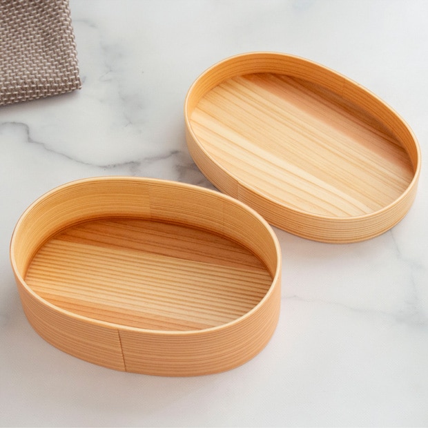 めんぱ だ円 曲げわっぱ弁当箱 楕円 1段 650ml かぶせ蓋 ウレタン塗装 ナチュラル 弁当箱 木製 薗部産業 SONOBE クラフト木の実