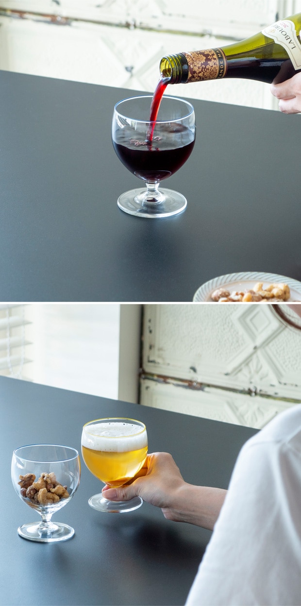 POTPURRI ポトペリー グラス 2個 セット low bitte ビッテ ガラスコップ スタッキング ワイングラス 脚付 低い デザートカップ 食洗機対応 ギフト  BOX付