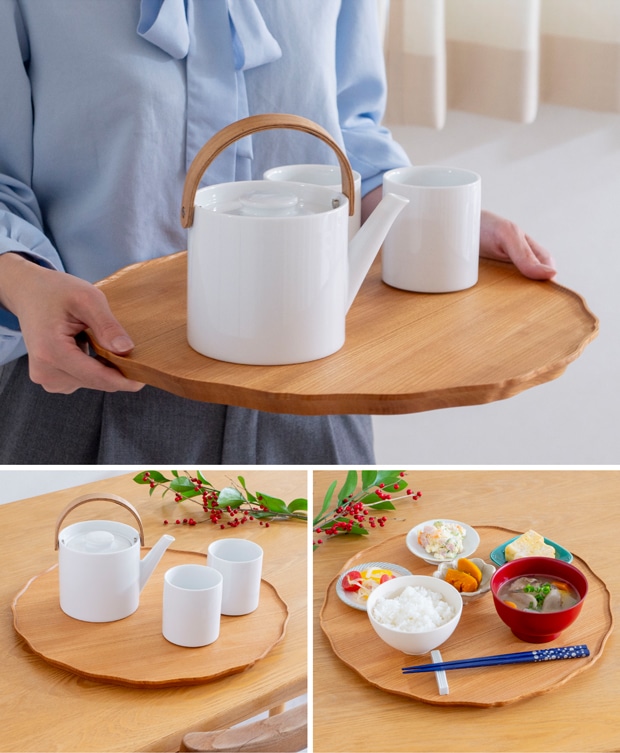 四十沢木材工芸 KITO 折敷 ゆら 個別販売 日本製 お盆 トレー 木製 AIZAWA Wood Works