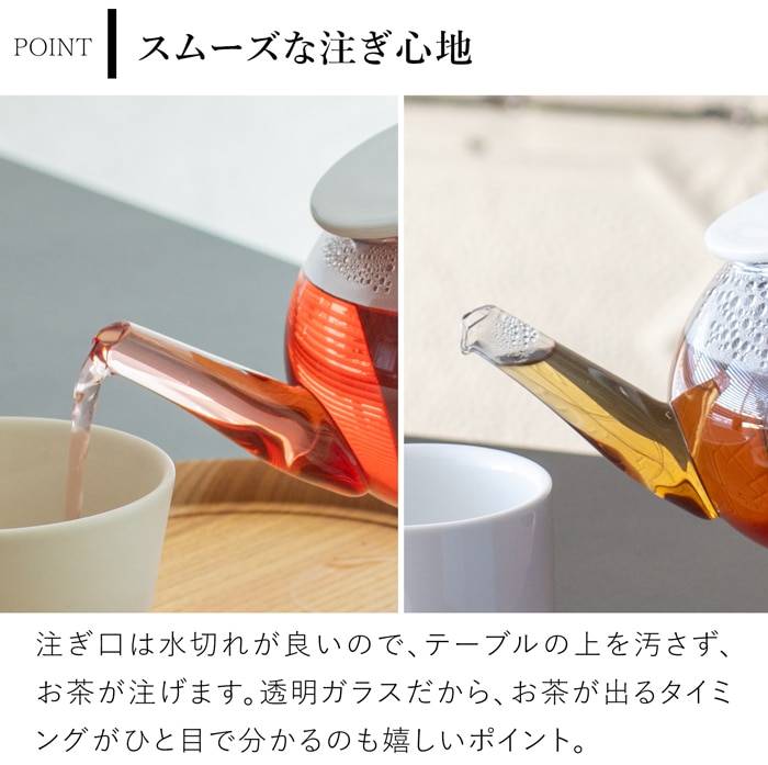 ティーポット 茶こし付き おしゃれ 600ml ガラス クリア 白磁 ステンレス茶こし 北欧風 茶器 急須 2～3人用 アフタヌーンティー ブラシ付き Bai Hao スミス＆シュー smith＆hsu