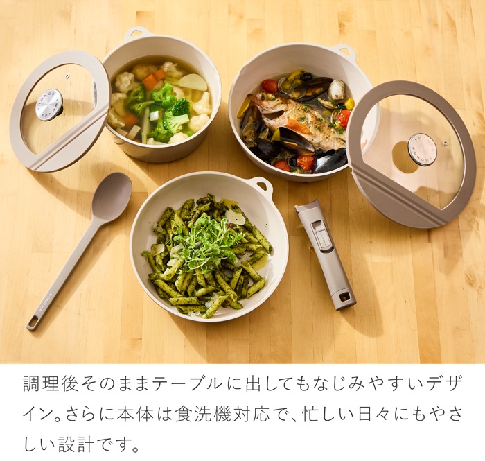 SONOMA フライパン24cm ディープパン24cm ポット20cm ガラス蓋24cm ガラス蓋20cm ハンドル 調理スプーン 7点セット 取っ手が取れる フライパン IH ガス火 対応 取っ手の取れる 食洗機 オーブン 着脱ハンドル スプーン オーブン コンパクト セラミック おしゃれ ソノマ