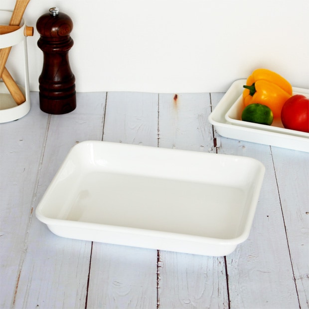 野田琺瑯 バット 18取 ホーロー ホワイト 白 全白 ノダホーロー 琺瑯 日本製 キッチンツール SPW-18T