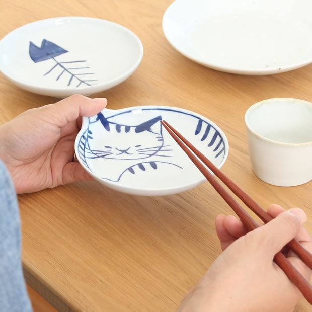 neco皿 5枚セット 木箱入り 波佐見焼 猫皿 ねこ皿 磁器 石丸陶芸