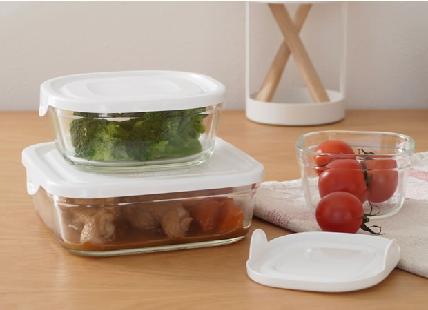 iwaki イワキ パック&レンジ BOX ハーフ ホワイト 500ml 角型 保存容器 耐熱ガラス 耐熱容器 PACK&RANGE