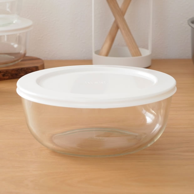 iwaki イワキ パックぼうる 1300ml ホワイト 丸型 保存容器 耐熱ガラス ボウル 耐熱容器 KBC-4160-W1