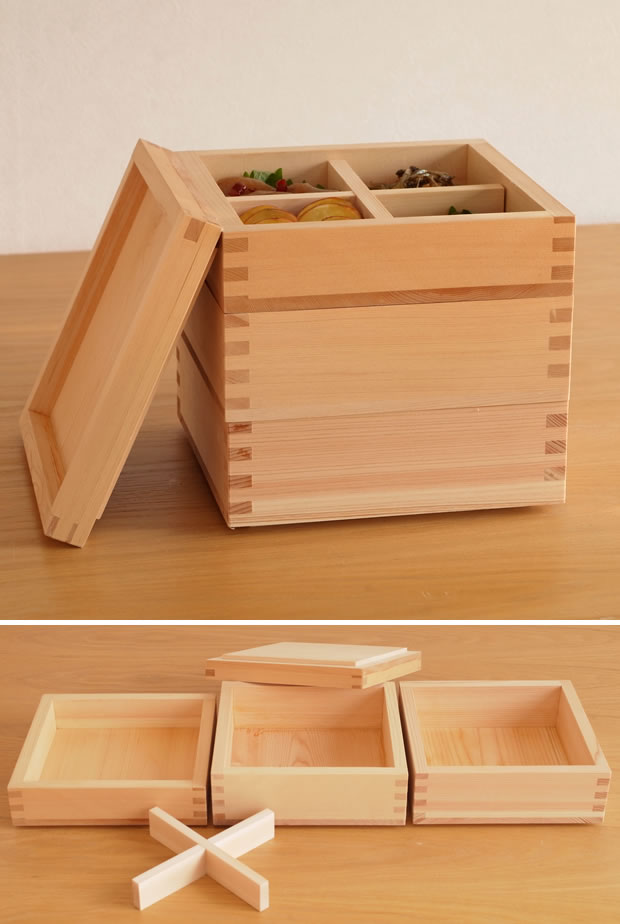 枡重 重箱 3段セット(4.5cm×1、6cm×2) 17cm×17cm ヤマサキデザインワークス ヒノキ 木製 日本製 YAMASAKI DESIGN WORKS