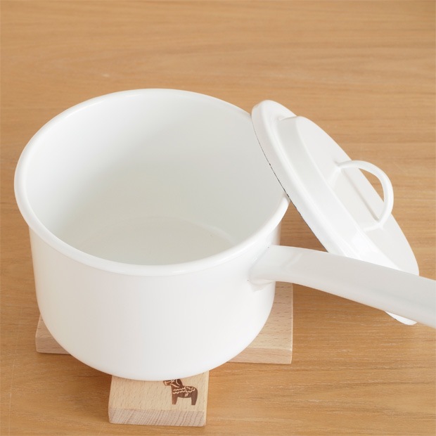 日々道具 ソースパン 14cm 蓋付き IH対応 ホーロー 琺瑯 片手鍋 鍋 日本製