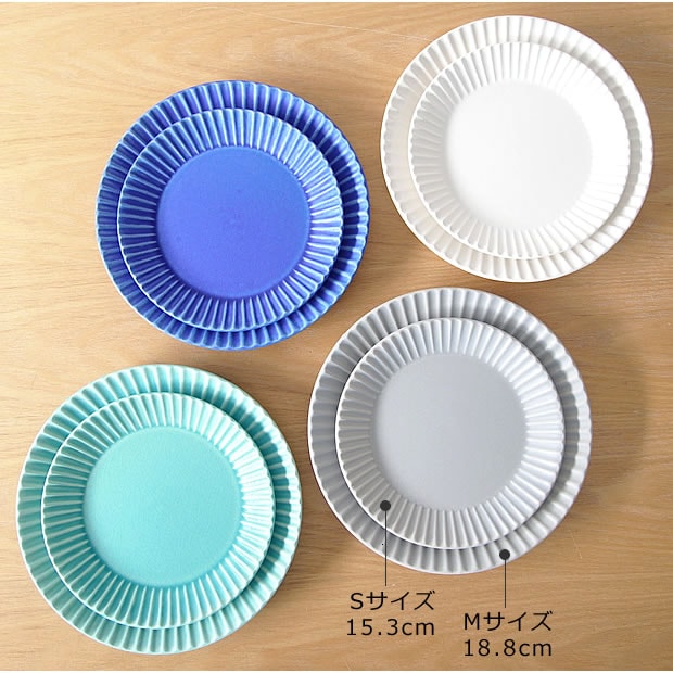 SAKUZAN 作山窯 美濃焼 Stripe 丸皿 M 18.8cm プレート 食器 取り皿 中皿 浅皿 丸型 円形 日本製 和食器 手仕事 うつわ 器 手作り