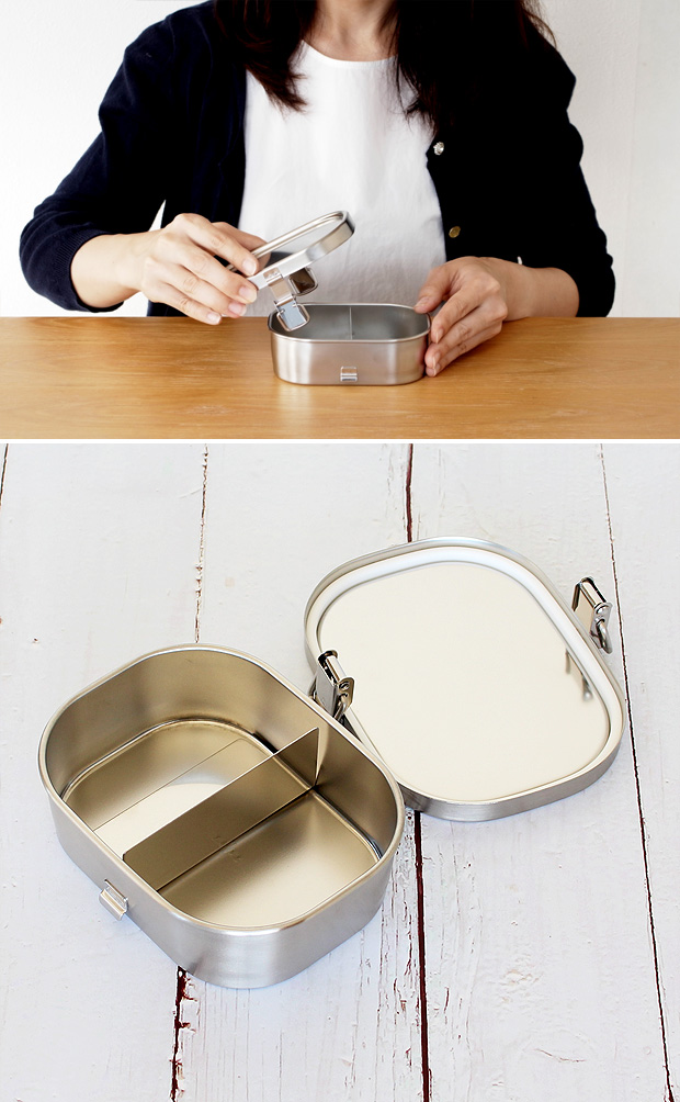弁当箱 ステンレス 工房アイザワ 角型ランチボックス 360ml 小 一段 子供 保温庫対応 汁漏れ防止 シンプル 日本製