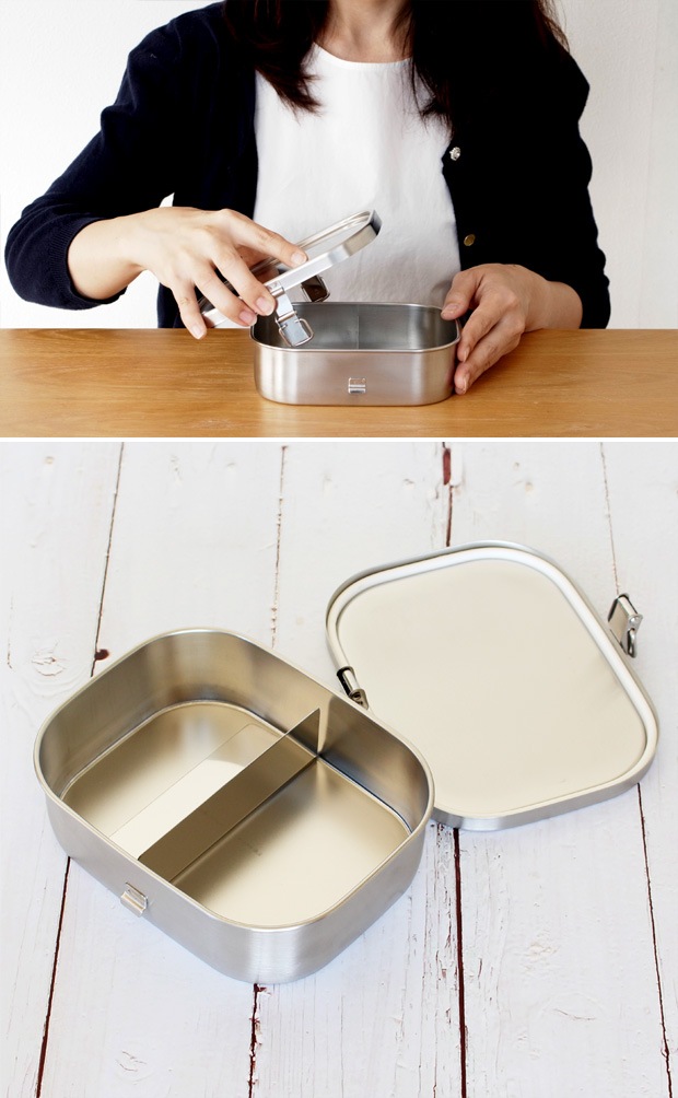 弁当箱 ステンレス 工房アイザワ 角型ランチボックス 670ml 中 一段 大容量 保温庫対応 汁漏れ防止 シンプル 日本製