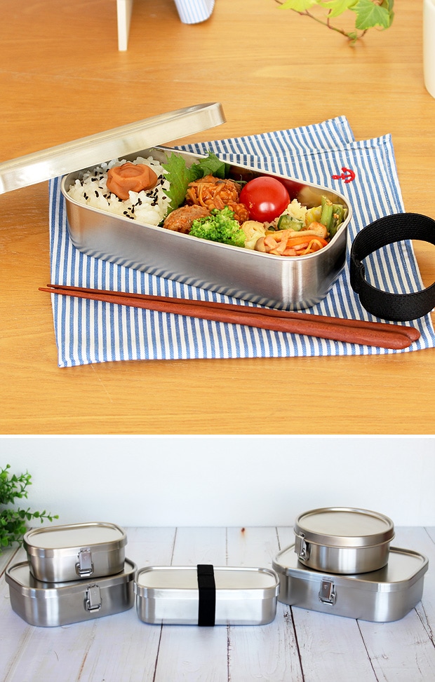 弁当箱 ステンレス 工房アイザワ 角長ランチボックス 500ml 一段 スリム 保温庫対応 汁漏れ防止 シンプル 日本製