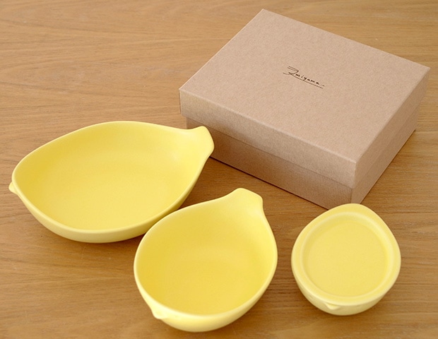 ミヤマ cotori コトリ 子供食器 3個セット miyama 皿 日本製 ギフトセット グレー イエロー
