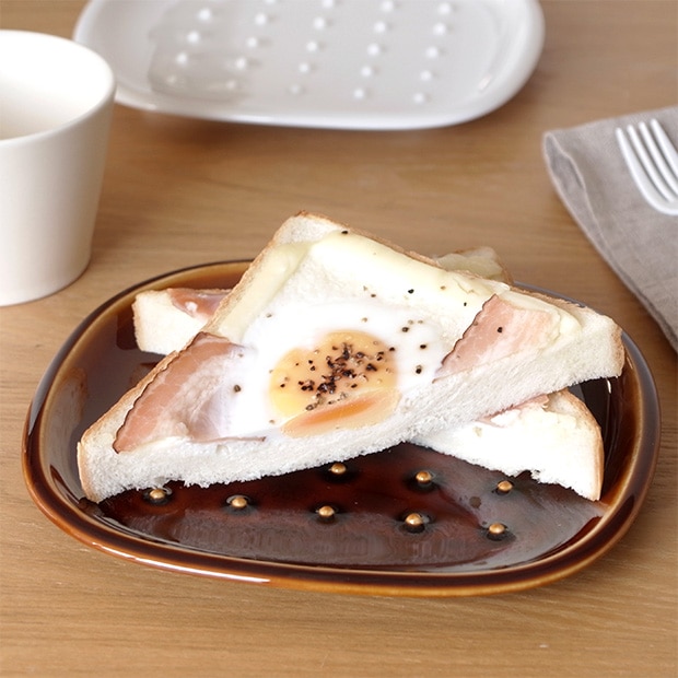 ミヤマ crust クラスト ペア パン皿 2枚組 miyama ドット柄 アイボリー 飴釉 美濃焼 ギフトセット 58-126-230