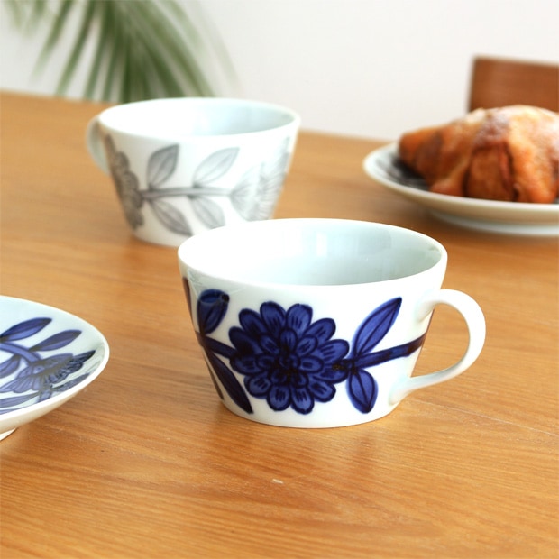 波佐見焼 西山窯 daisy デイジー マグカップ ティーカップ NISHIYAMA 和食器 磁器 コーヒーカップ ブルー グレー 日本製