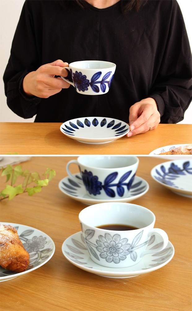 波佐見焼 西山窯 daisy デイジー マグカップ ティーカップ NISHIYAMA 和食器 磁器 コーヒーカップ ブルー グレー 日本製