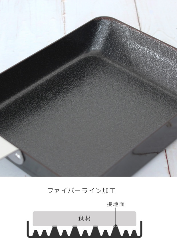 ambai 玉子焼 角 鉄製 卵2～3個用 IH対応 玉子焼き器 卵焼き器 焦げ付きにくい ファイバーライン加工 アンバイ 小泉誠 日本製
