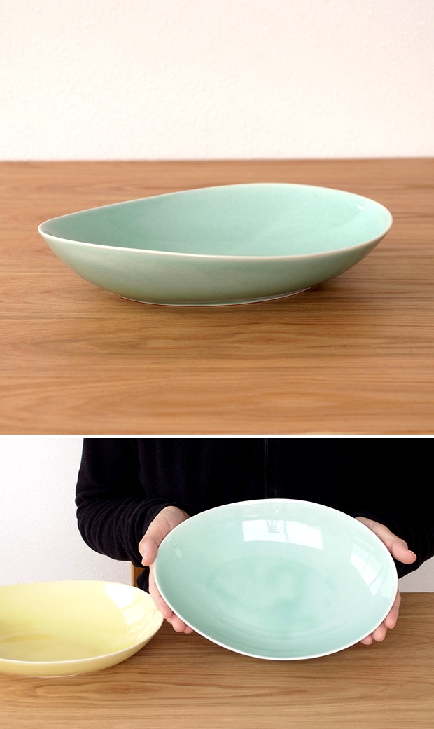 POTPURRI ポトペリー Vag ヴォーグ ペア パスタプレート 皿 YELLOW&GREEN 磁器 日本製 ペアセット ギフトセット ギフトBOX付