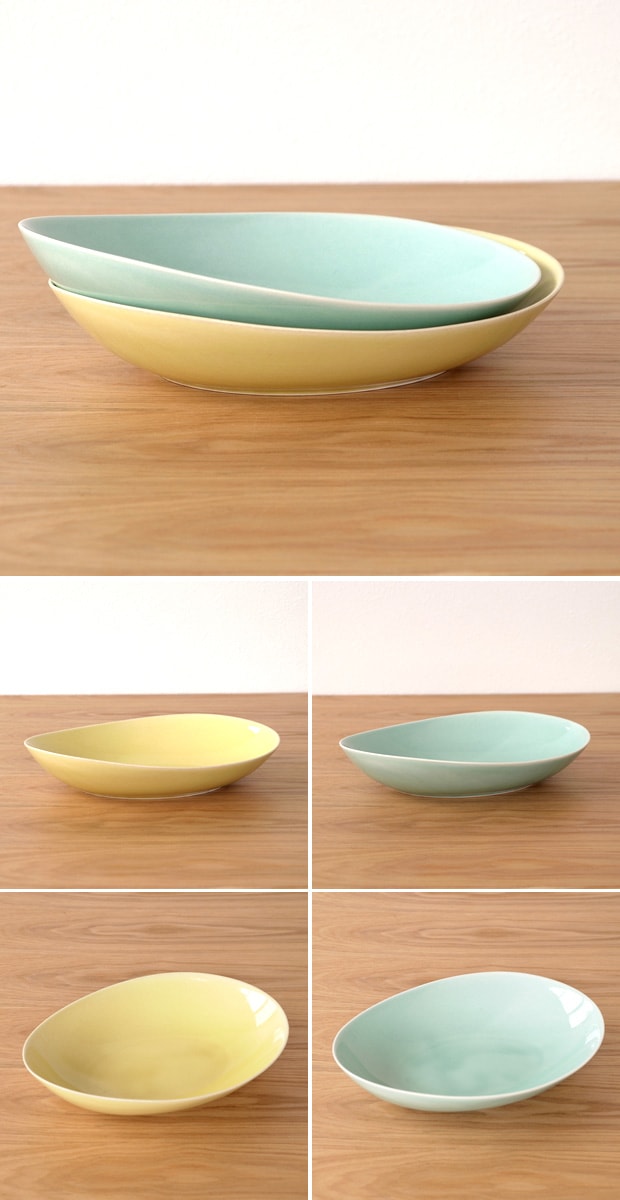 POTPURRI ポトペリー Vag ヴォーグ ペア パスタプレート 皿 YELLOW&GREEN 磁器 日本製 ペアセット ギフトセット ギフトBOX付