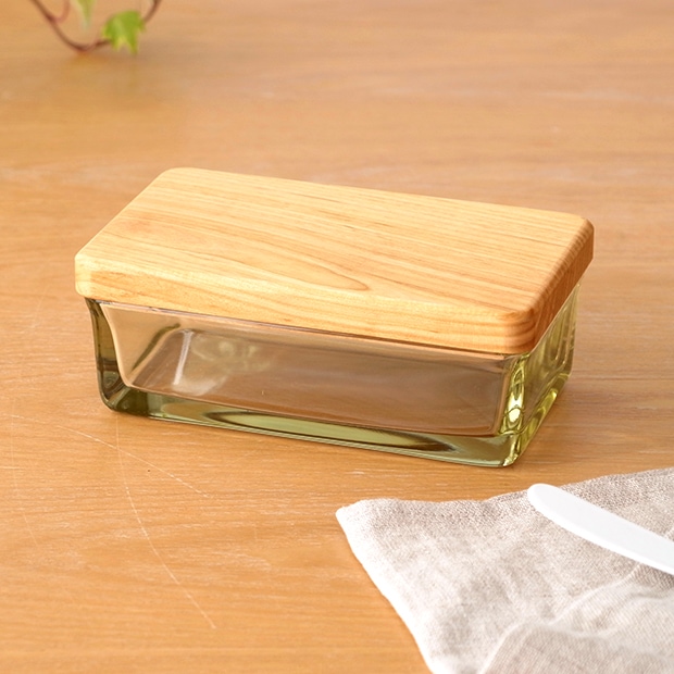 廣田硝子 バターケース 200g用 木蓋 桜 さくら 保存容器