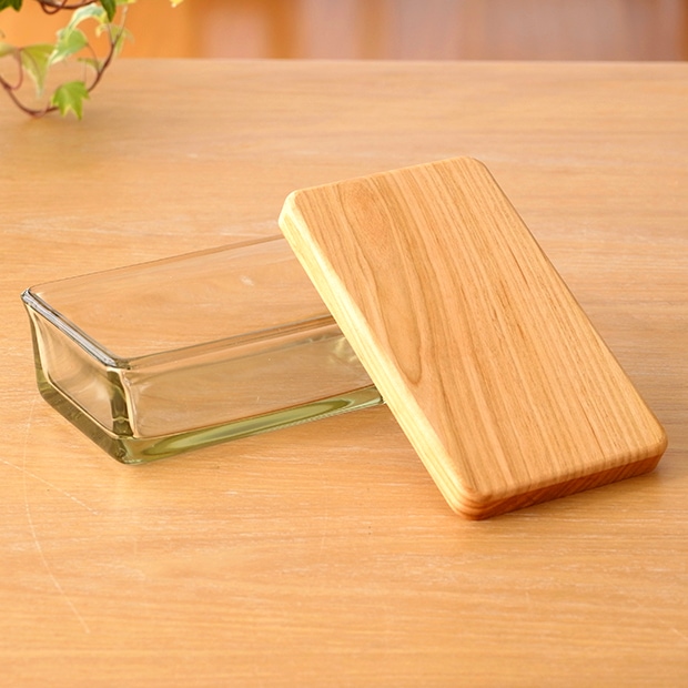 廣田硝子 バターケース 200g用 木蓋 桜 さくら 保存容器