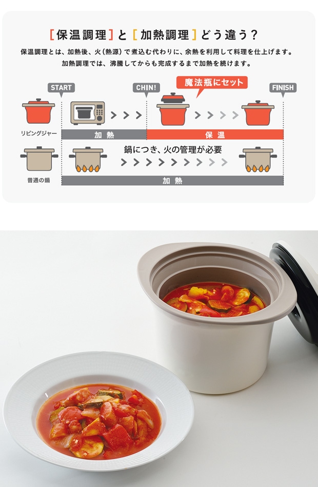 ilma イルマ リビングジャー 電子レンジ保温調理器 時短 省エネ 電子レンジ 保温調理器 煮込み料理 レシピ付き