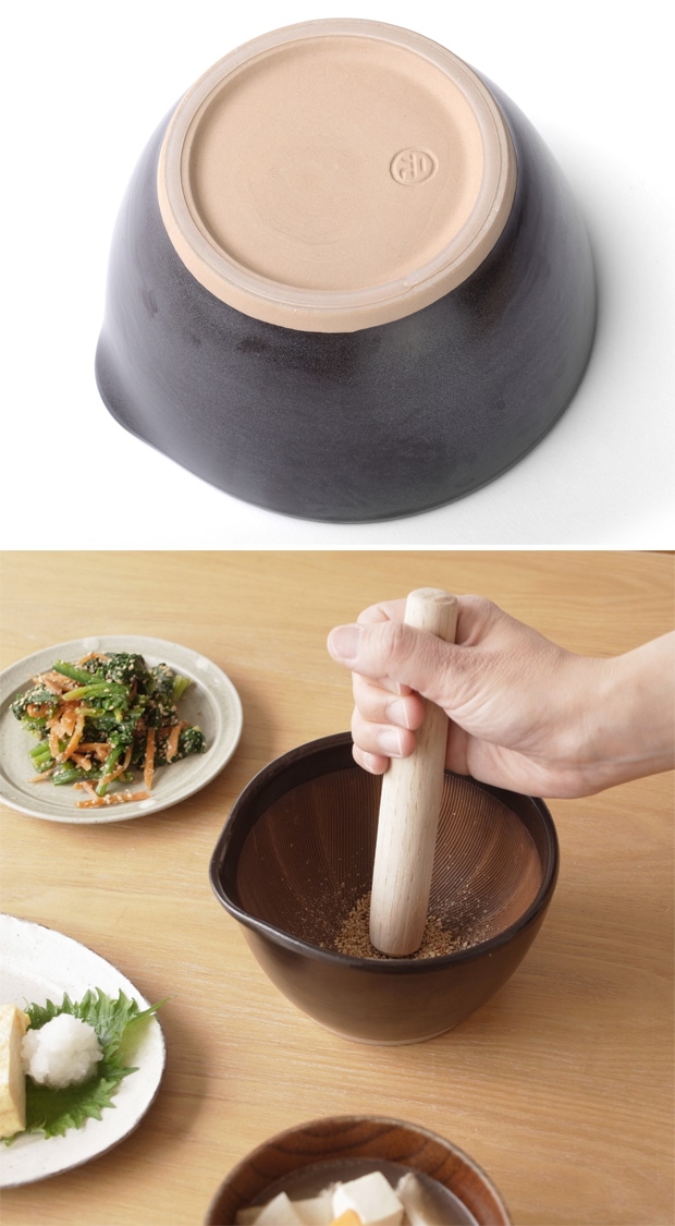もとしげ すり鉢 大 18cm 中鉢 ボウル 日本製 石見焼 すりバチ ごますり 離乳食 大きい 滑り止め付き 元重製陶所