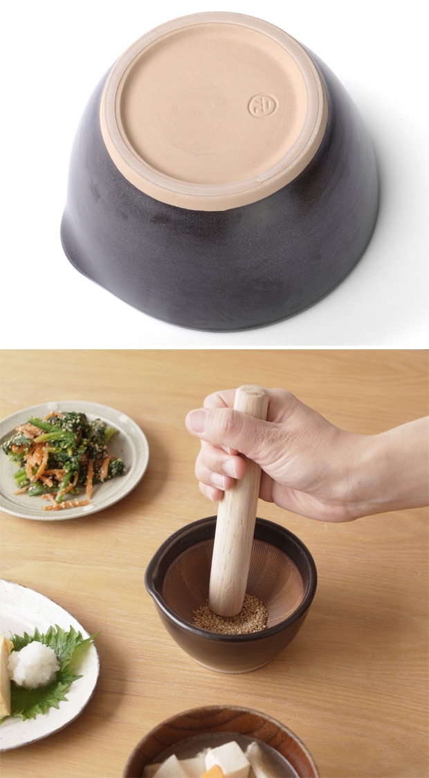 もとしげ すり鉢 大 18cm 中鉢 ボウル 日本製 石見焼 すりバチ ごますり 離乳食 大きい 滑り止め付き 元重製陶所