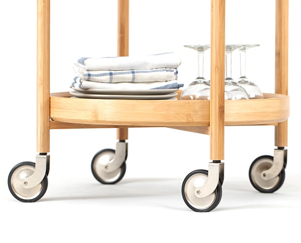 GUDEE キッチンワゴン 2段 キッチンカート サイドテーブル キャスター付き トレー 竹 バンブー 布 Roca-Bath / Bar cart GudeeLife　GUDEE