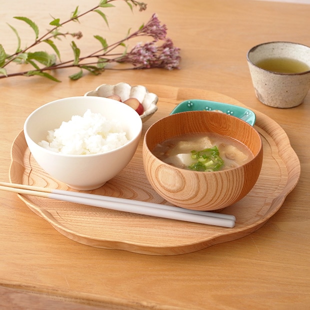 四十沢木材工芸 KITO 輪花盆 大 ケヤキ 日本製 お盆 トレー 木製 花 AIZAWA Wood Works