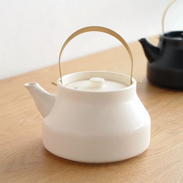 かもしか道具店 陶のやかん こぶり 1L 日本製 萬古焼 やかん 陶器製 直火用