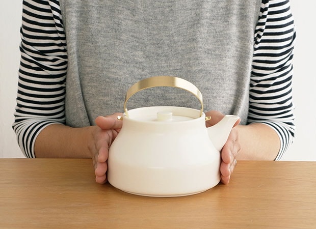 かもしか道具店 陶のやかん こぶり 1L 日本製 萬古焼 やかん 陶器製 直火用