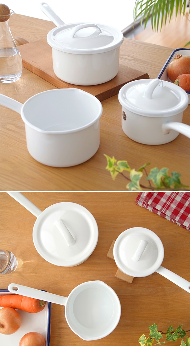 月兎印 ソースパン 16cm 1.7L 蓋付き ホーロー 琺瑯 日本製 フジイ つきうさぎ ゲット 野田琺瑯