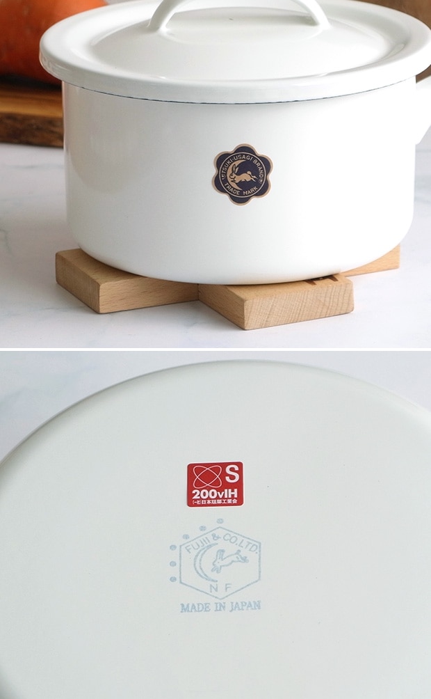 月兎印 ソースパン 16cm 1.7L 蓋付き ホーロー 琺瑯 日本製 フジイ つきうさぎ ゲット 野田琺瑯