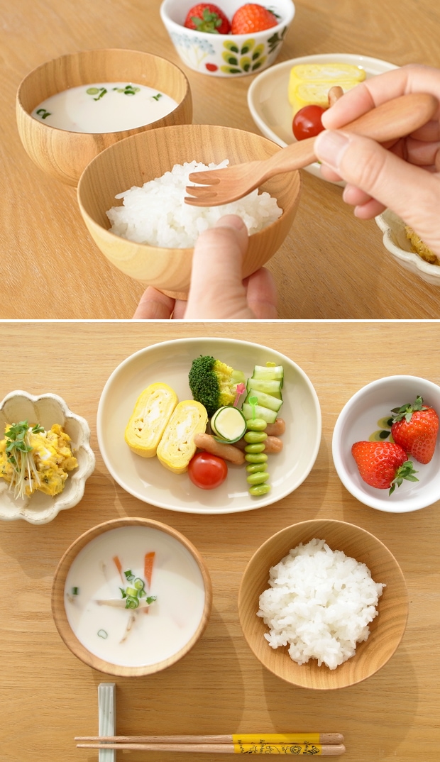 SHIRASAGI 子ども飯椀 ナチュラル さくら 子供用 お茶碗 日本製 天然木 白鷺木工