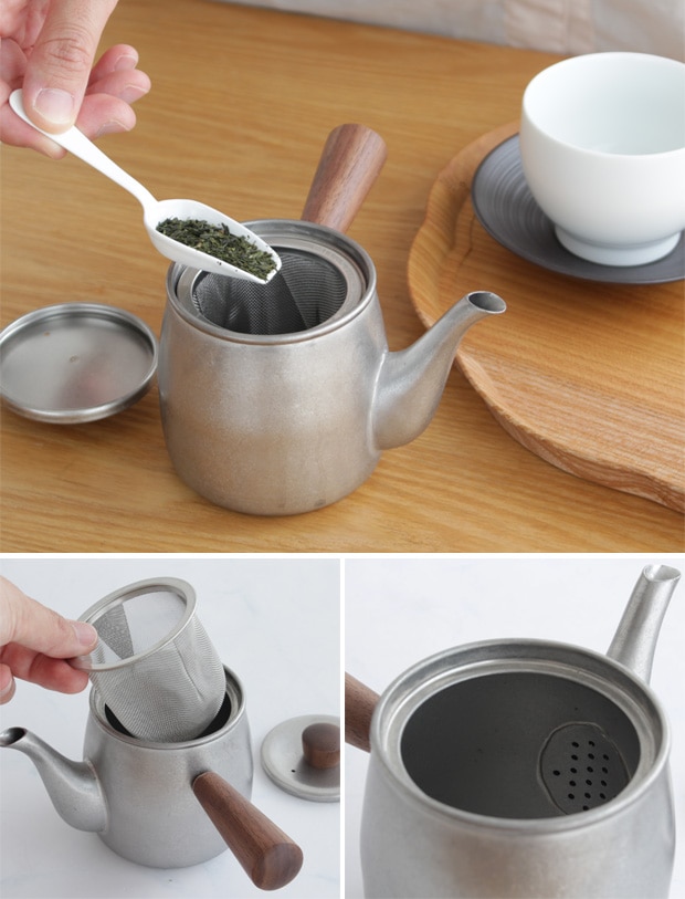 宮崎製作所 急須 小 茶こし Miyaco ミヤコ 茶き ざらめ急須 くろいろ急須 ステンレス 天然木 燕 日本製