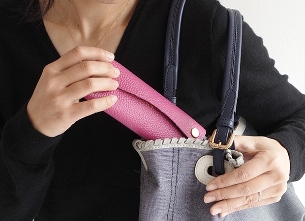 ペンケース 薄型 レディース 革 本革 日本製 筆箱 スナップボタン 姫路レザー corale コラーレ