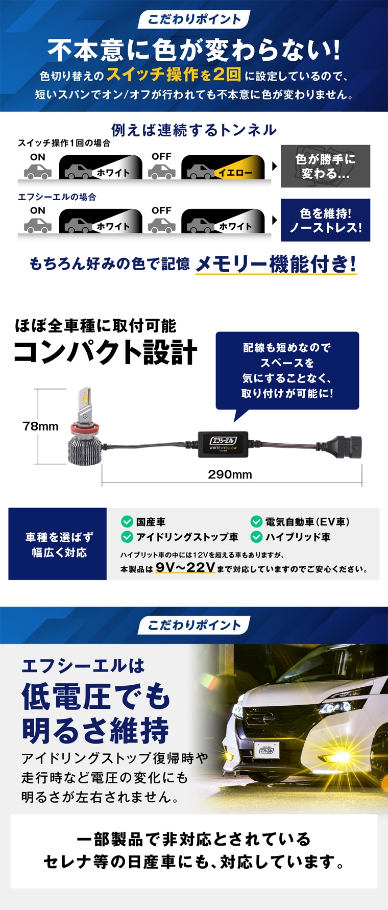 コンパクト設計 ほぼ全車種取付可