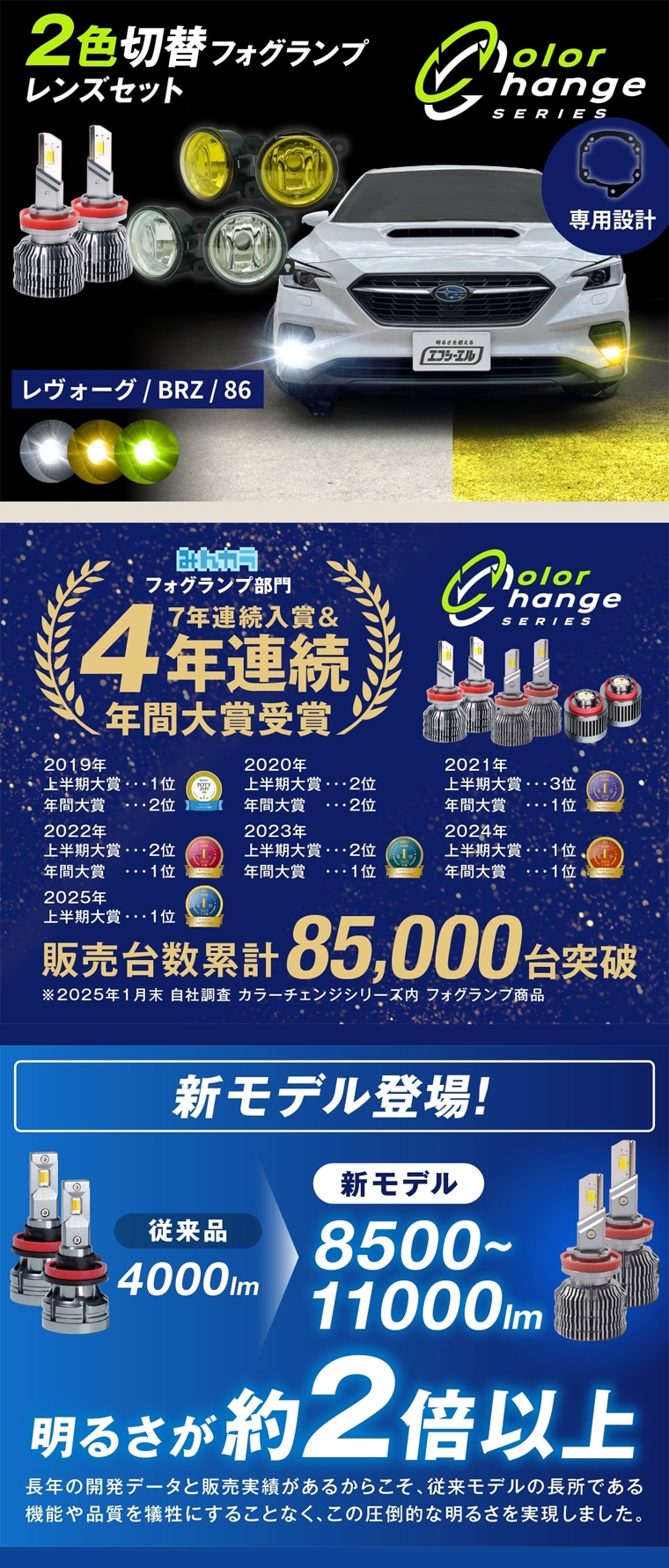 レヴォーグ 86 BRZ 2色フォグ