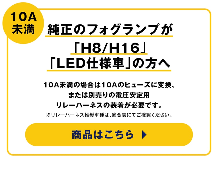 純正フォグランプ 10A未満 LED仕様車 商品はこちら