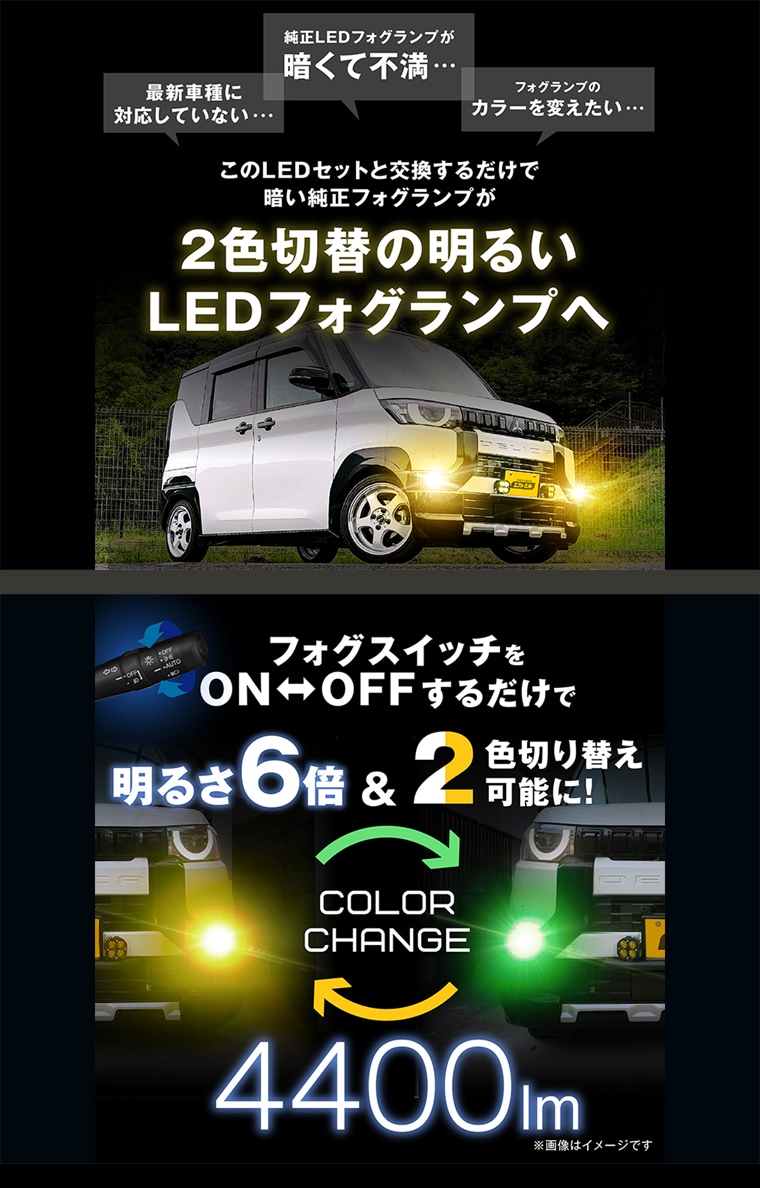 純正LED フォグランプ用 イエローレンズ レンズユニット 2色切り替え