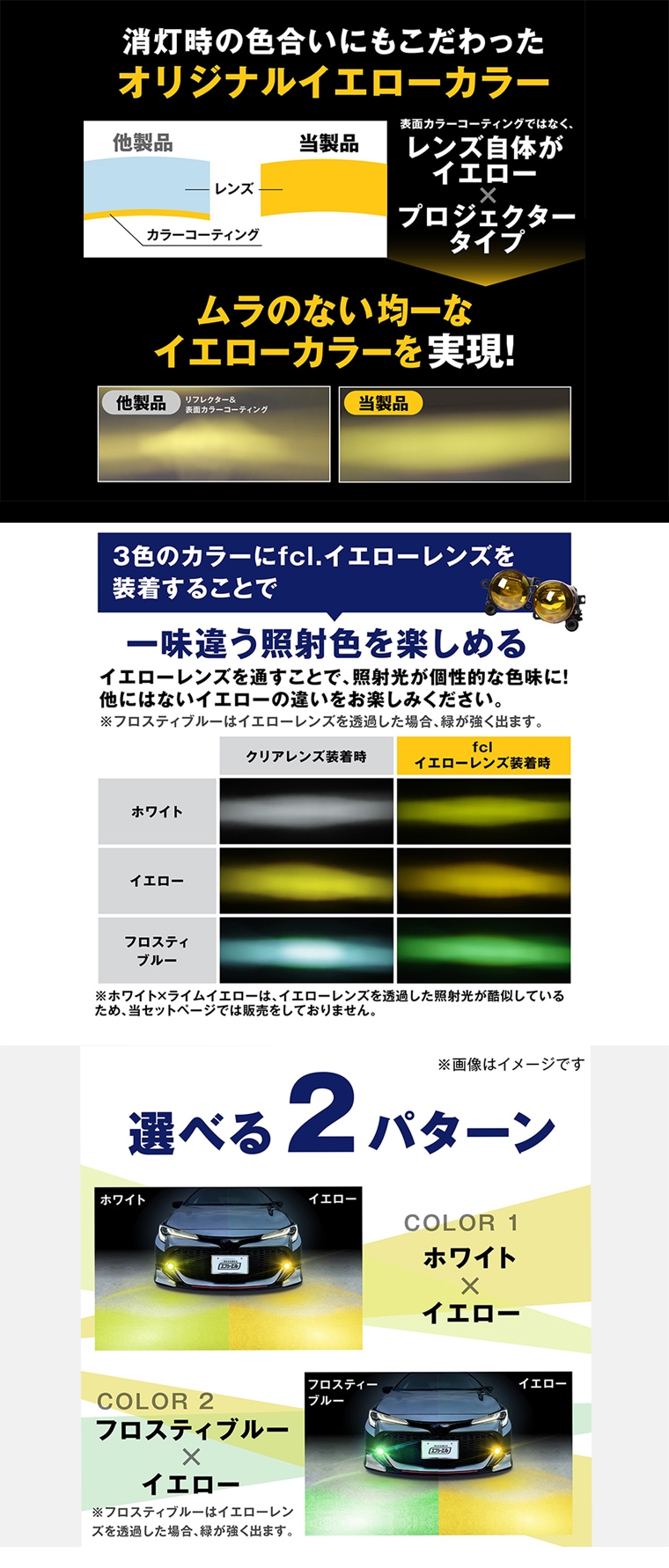 純正LED フォグランプ用 イエローレンズ レンズユニット 2色切り替え