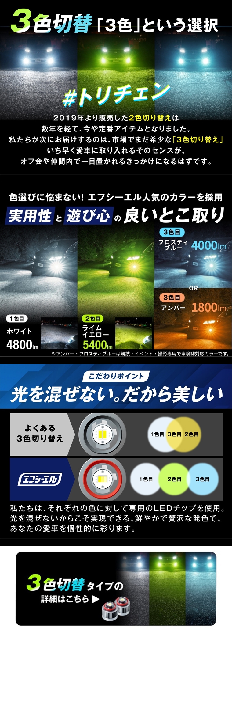 個性を演出する3色切り替えドレスアップ
