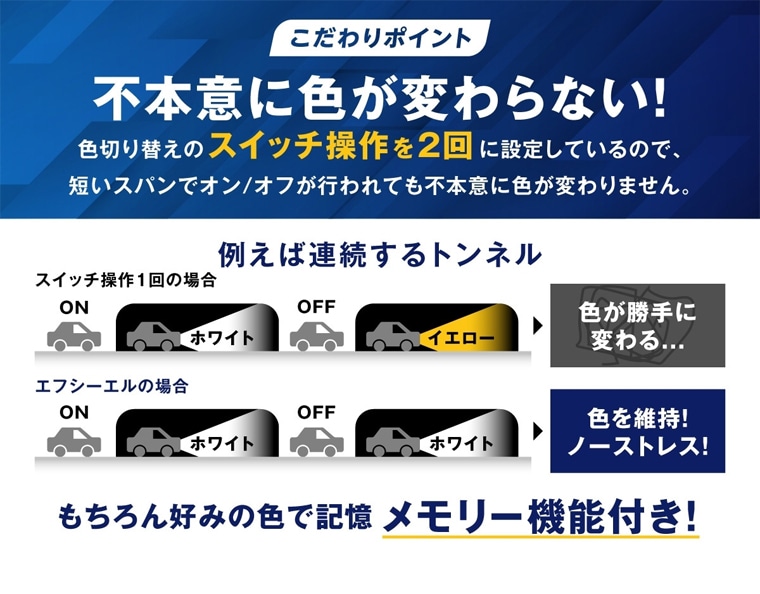色を記憶する便利なメモリー機能搭載