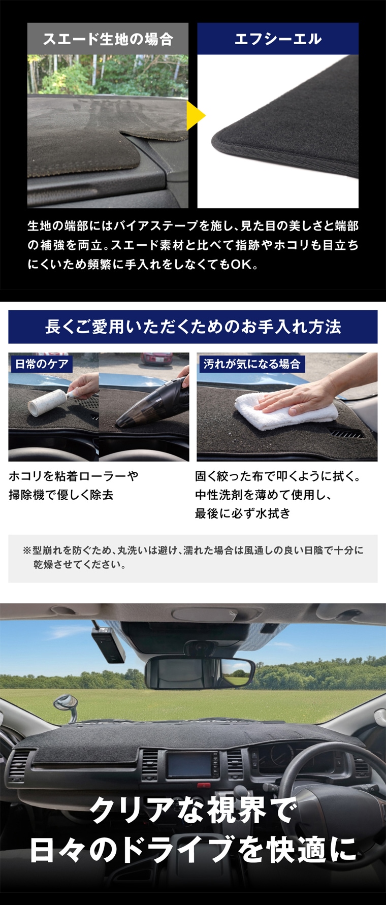フロントの映り込みを軽減する保護マット