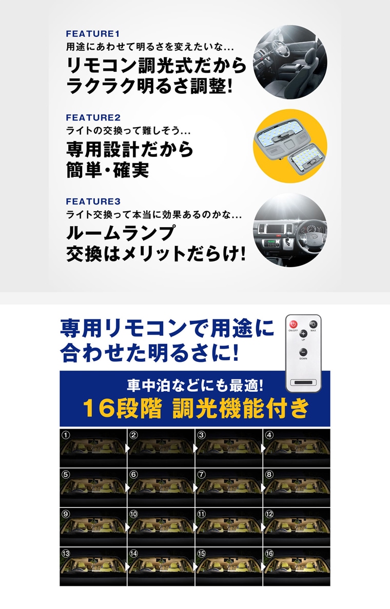 調光機能付きで明るさ調整可能