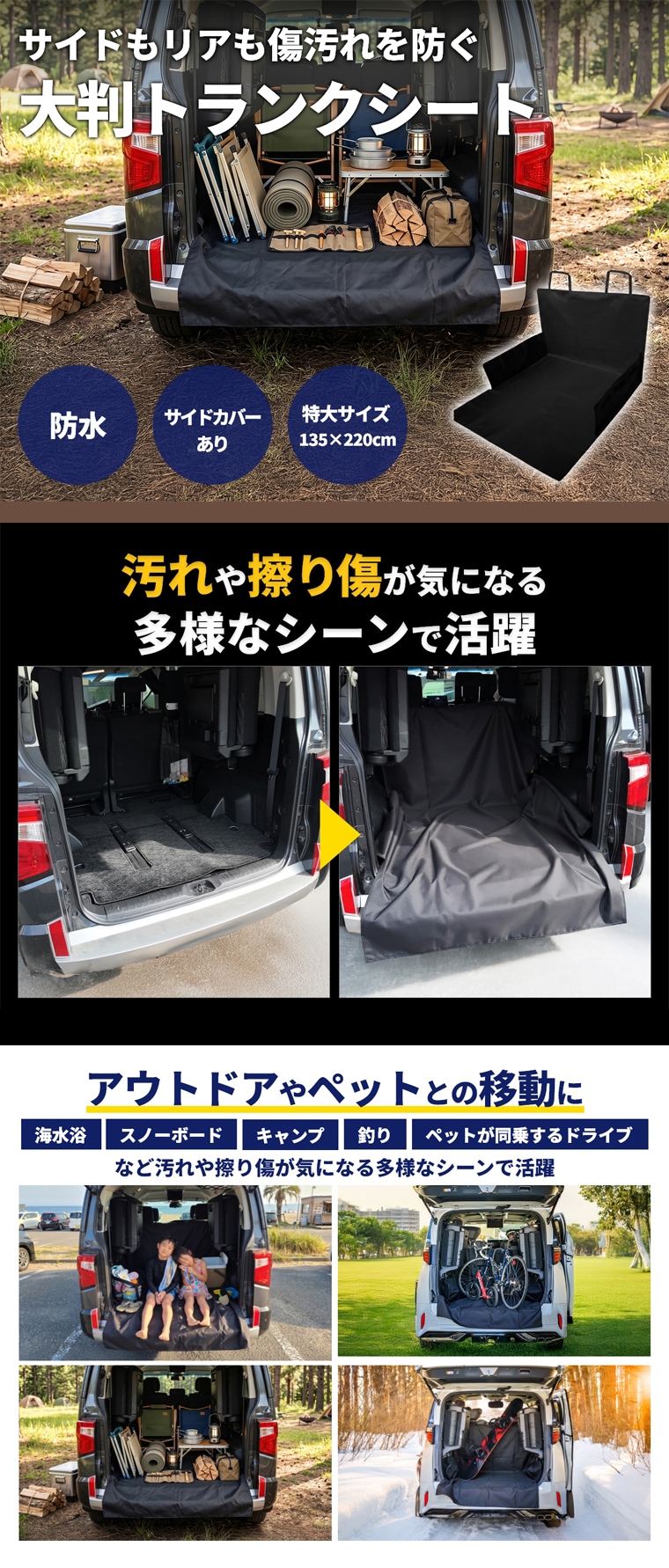 傷を防ぐ大型ラゲッジマット